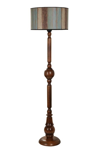 Lumexx Pırıl Ceviz Lambader Silindir Renkli Abajurlu