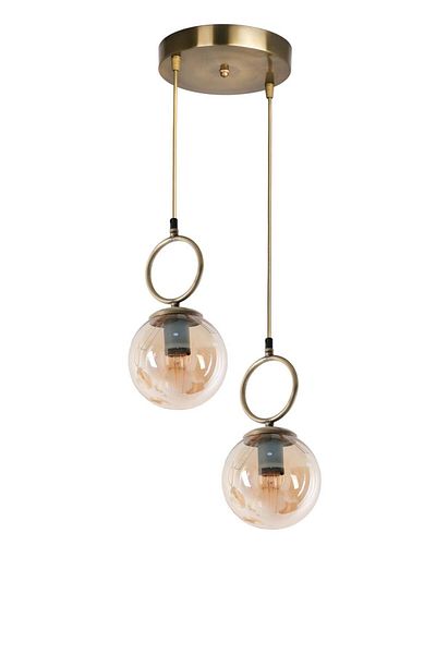 Lumexx Morino Antique Pendant Lamp with 2 Trays and Honey Glass