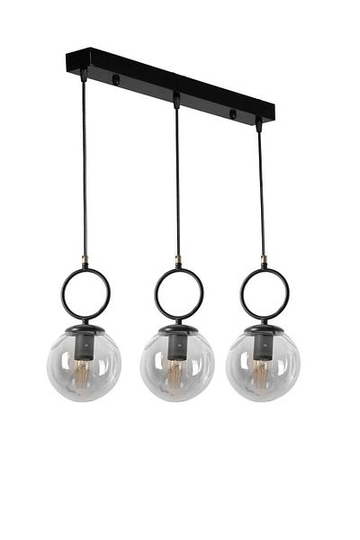 Lumexx Morino 3-Piece Black Pendant Lamp Set with Smoked Glass