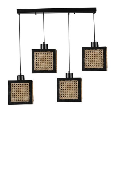 Lumexx KUMSAL Black Rattan Chandelier Set of 4