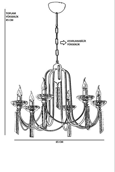 Lumexx KONTES 6 LI SİYAH RUSTİK AVİZE