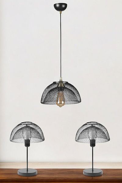 Lumexx Ufo Chandelier Lamp Shade - Black Set of 3