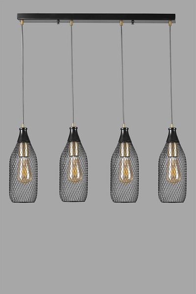 Lumexx RIO 4 Row Black Pendant Lamp Set