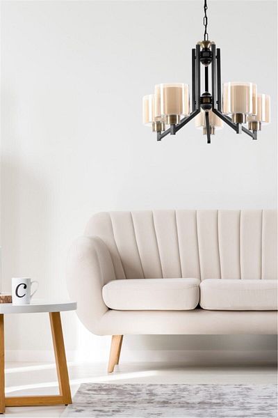 Lumexx Ruby Black Honey Glass Chandelier Set of 5