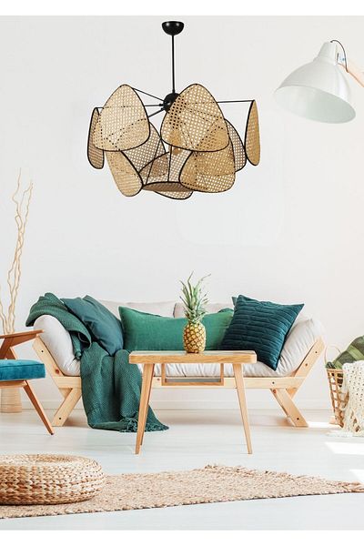 Lumexx HERA 9+1 Rattan Chandelier - High Waist Chandelier