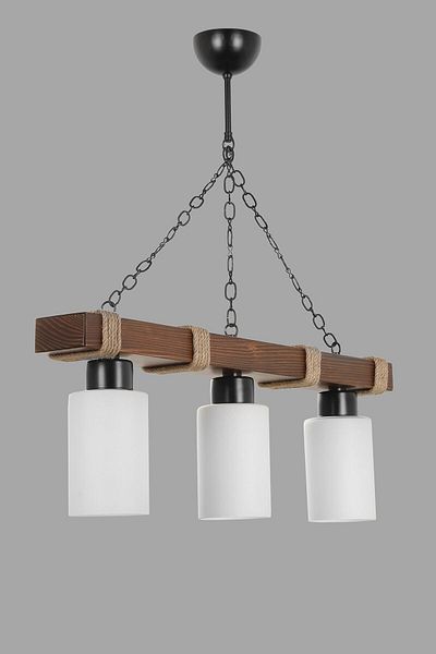 Lumexx Jasmin 3 Piece Opal Glass Wooden Walnut Cylinder Set