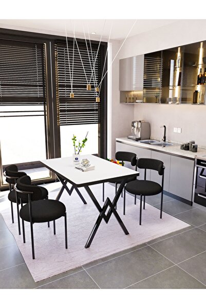 Dekoport Luna Masa Sandalye Takımı 80*120 Masa Teddy Sandalye Mutfak Masası 4...