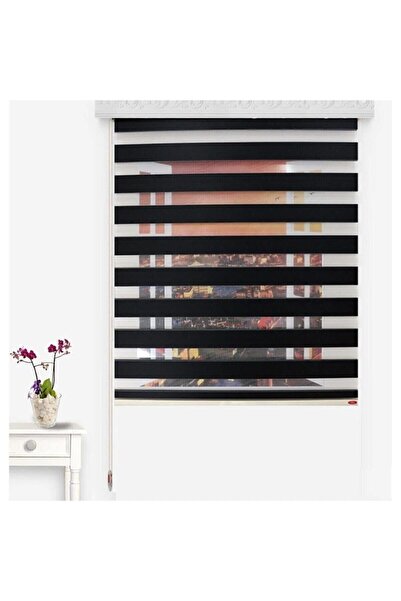 Kidmex Siyah Alüminyum Kasa Zebra Perde Eteksiz