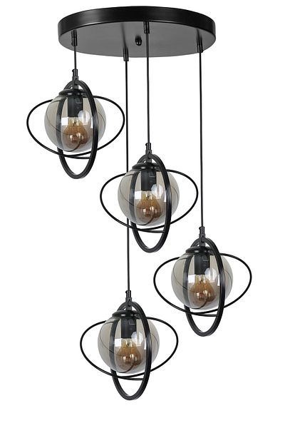 Lumexx NEPAL 4-Piece Black Fume Glass Tray Pendant Lamp