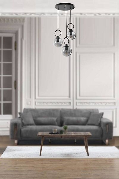 Lumexx Morino Smoked Glass Black 3 Tray Pendant Lamp