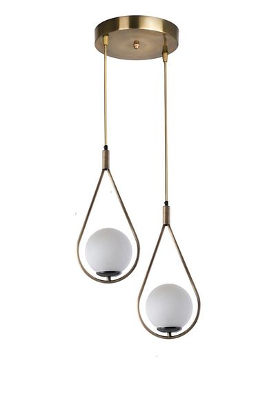 Lumexx White Glass Drop Antique Pendant Lamp with 2 Trays