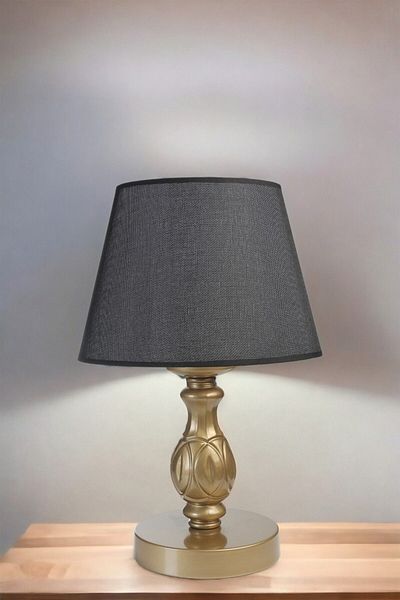 Lumexx Olympic Antique Table Lamp with Wicker Black Lampshade