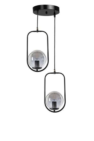 Lumexx Smoked Glass Black Ahu Pendant Lamp with 2 Trays