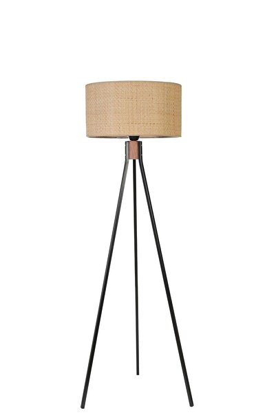 Lumexx FISCO TRİPOD SİYAH LAMBADER SİLİNDİR HASIR RATTAN ABAJURLU