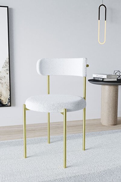 Dekoport Eylül 4 Adet Sandalye Bukle-Tedy Kumaş MASASIZ 4 Sandalye