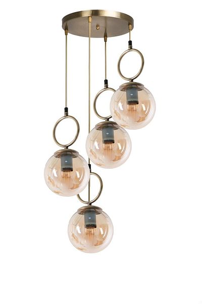 Lumexx Morino 4-Piece Antique Pendant Lamp with Honey Glass Tray
