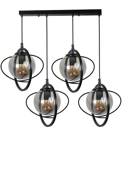 Lumexx NEPAL 4-Piece Black Fume Glass Pendant Lamp Set