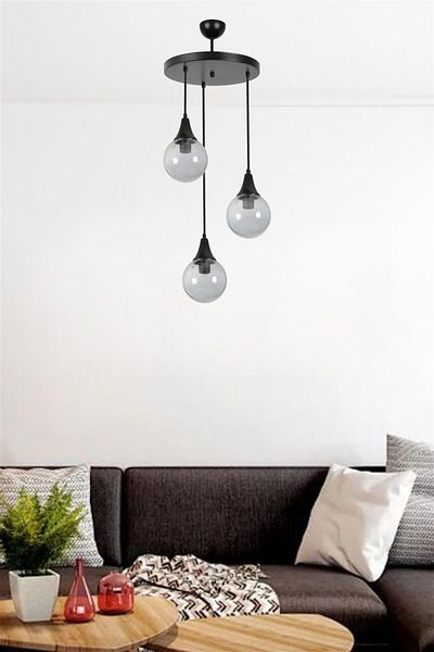 Lumexx AFRA 3 - Black Fume Glass Tray Pendant Lamp