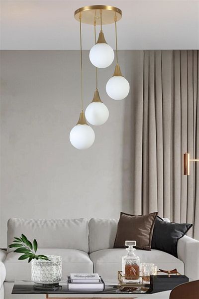 Lumexx AFRA White Glass Pendant Lamp Set with 4 Trays