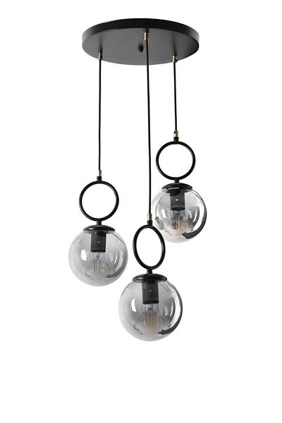 Lumexx Morino Smoked Glass Black 3 Tray Pendant Lamp