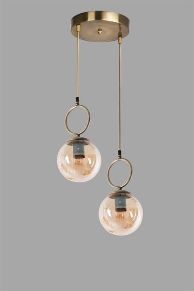 Lumexx Morino Antique Pendant Lamp with 2 Trays and Honey Glass
