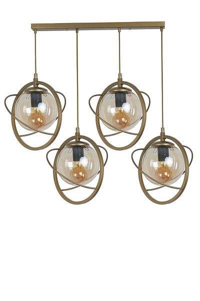 Lumexx NEPAL - 4-Piece Sequined Antique Honey Glass Pendant Lamp