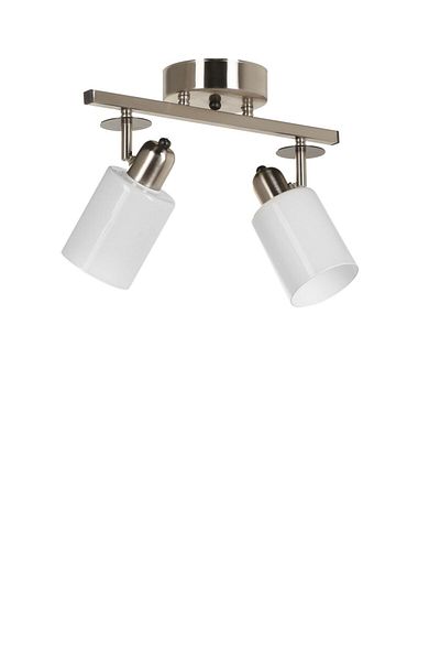 Lumexx Matte Chrome White Glass Nomi Chandelier - 2 Rows