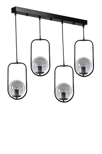 Lumexx Ahu 4 Row - Black Pendant Lamp Set with Smoked Glass