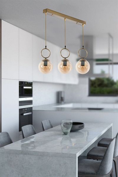 Lumexx Morino 3 Row Honey Glass Antique Pendant Lamp Set
