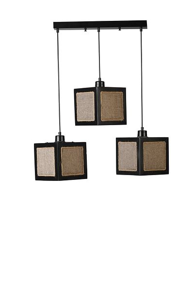 Lumexx Kumsal 3 Row Black Wicker Chandelier