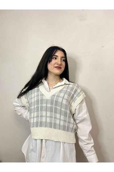 moda mh Moda MH Plaid Stone Gray Crop 45 Cm