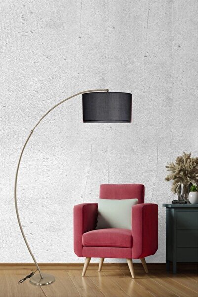 Lumexx Mısra Mat Krom Lambader Silindir Hasır Siyah Abajurlu