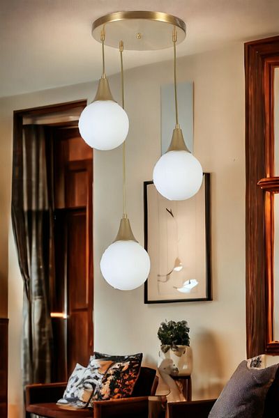 Lumexx AFRA 3 - Antique Pendant Lamp with White Glass Tray