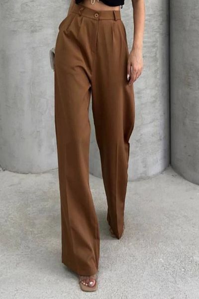 Balenbi High Waist Lycra Women's Palazzo Trousers 1080 - Pleated Design