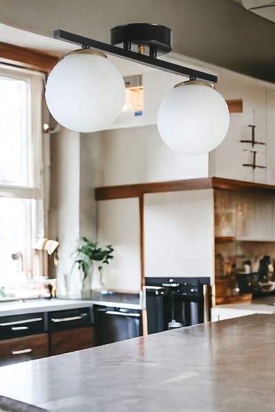 Lumexx Set of 2 Black and White Glass New Can Chandelier
