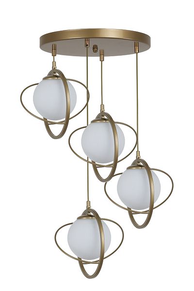 Lumexx NEPAL 4-Piece Antique Pendant Lamp Set with White Glass Tray