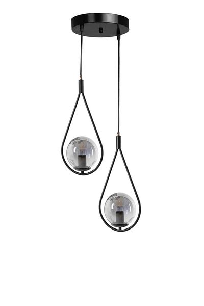 Lumexx Black Drop Pendant Lamp with Smoked Glass - 2 Trays