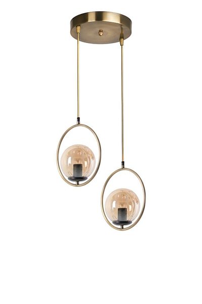 Lumexx Ring Antique Pendant Lamp with 2 Trays and Honey Glass