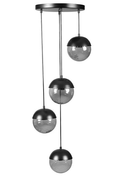 Lumexx Set of 4 Black Fume Glass Globe Pendant Lamp