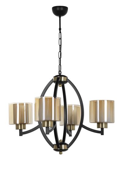 Lumexx Paul 4-Piece Black Chandelier - Honey Glass