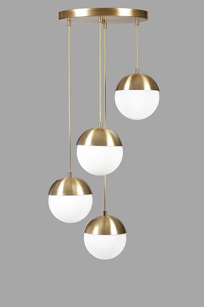 Lumexx Antique Chandelier with White Glass Globe and 4 Trays