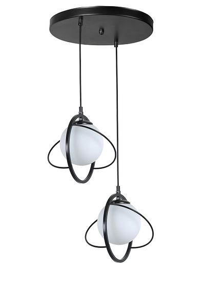 Lumexx NEPAL - Black and White Glass Pendant Lamp Set with 2 Trays