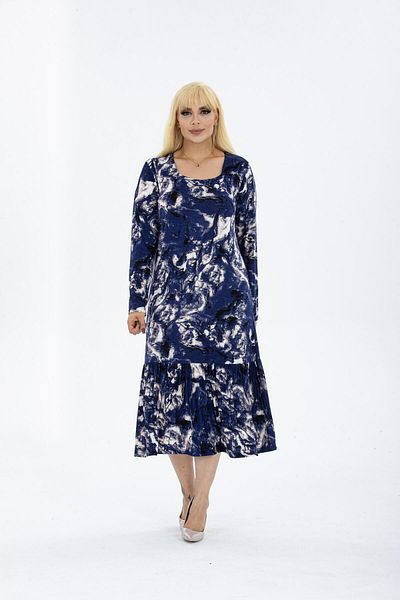 mezura tekstil Rochie confortabilă din viscoză de mărime mare - Guler pătrat până la genunchi, mânecă lungă
