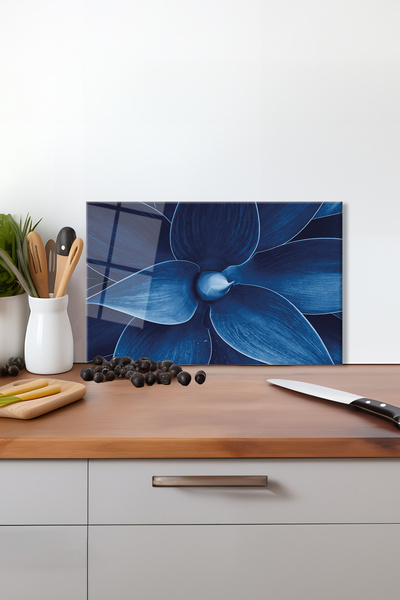 Vosevu لوح زجاجي كبير من السيليكون بنمط زهرة زرقاء - مقاوم للحرارة، لوح قطع ا...