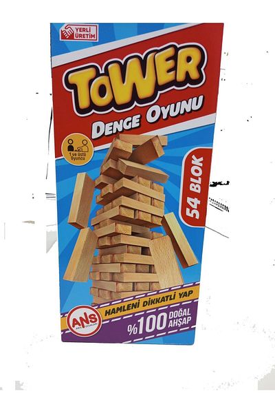 SNR Wooden Jenga, 54 Piece Balance Game, Toy, Game Set