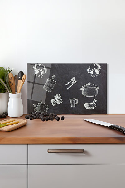 Vosevu Retro Chalkboard - Glass Cut Table with Silicone Legs and Heat Resistant