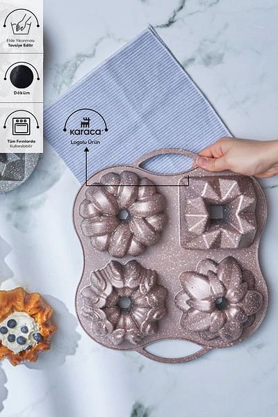Karaca Cake Pro 4-teilige Roségold-Kuchenform 35 cm