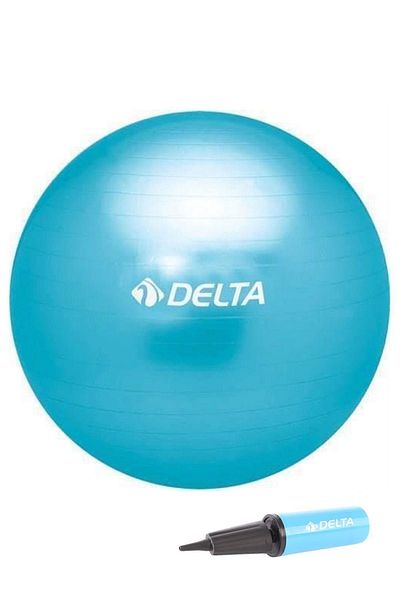 Delta 85 Cm Deluxe Blue Pilates Ball and Pump Set - for Those with a Height of 180 Cm and 200 Cm