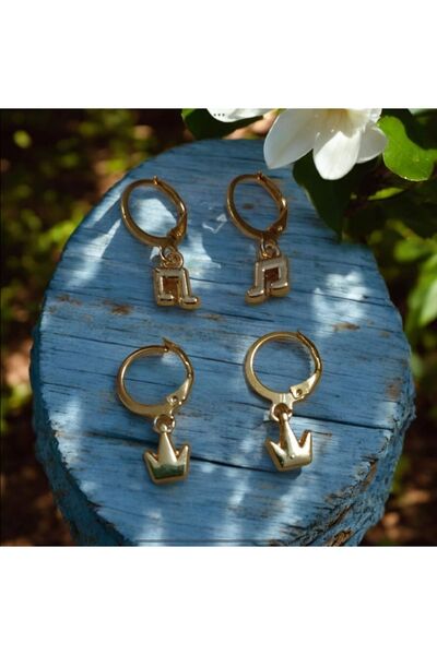 feyza collection زوجان من الملاحظات المطلية المضادة للتشويه لأقراط التاج