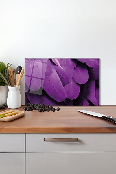 Vosevu لوح تقطيع زجاجي من ريش الطيور الأرجواني، قاعدة سيليكون، مقاوم للحرارة،...